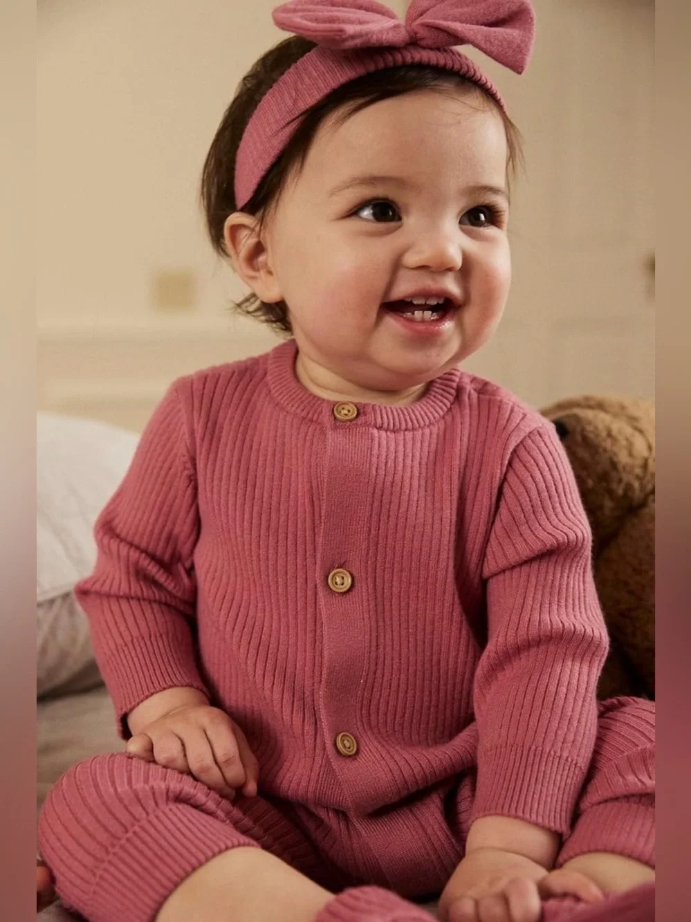 Gymboree Baby Girl ‘Take Me Home’ Mauve Romper Set Size 18-24 Months